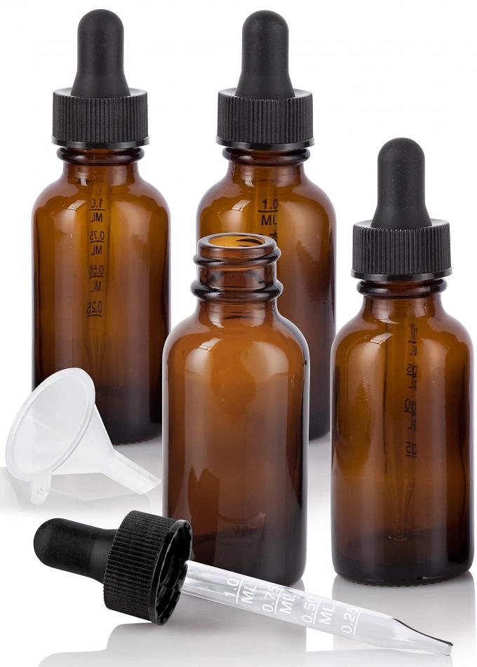 Garrafas graduadas do conta-gotas de Amber Glass Cosmetic Containers 0.7oz 30ml da escala com pipeta 3