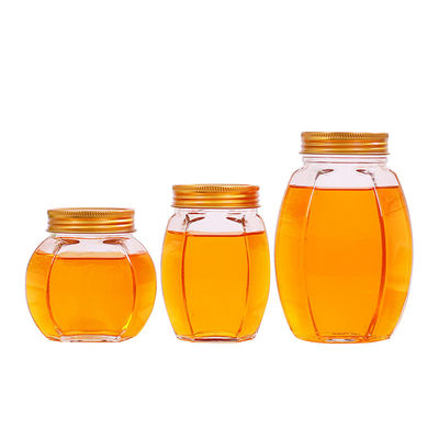 A barriga grande Honey Glass Jar 500ml seis tomou partido ISO9001 resistente ao calor