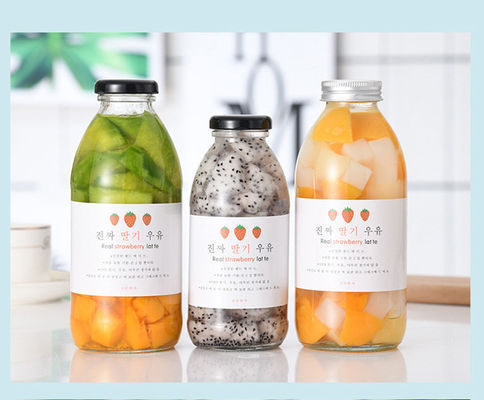 Good price Leite de vidro redondo do milk shake do iogurte da garrafa 300ml 350ml 500ml da bebida com etiqueta on-line