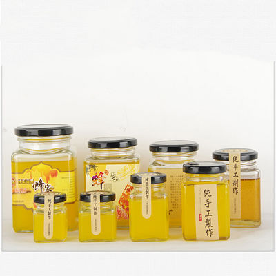 Good price frascos de vidro transparentes HD Crystal Square Glass Honey Jar de 380ml 250ml on-line
